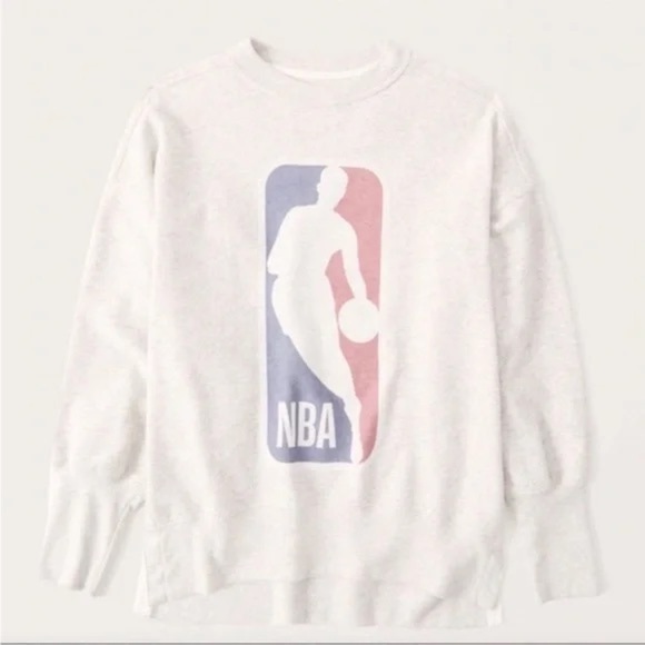 Abercrombie NBA logo Oversized crewneck pullover sweatshirt soft a&f basketball - Picture 9 of 9